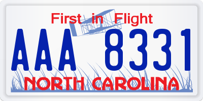 NC license plate AAA8331