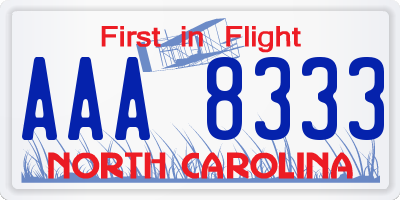 NC license plate AAA8333