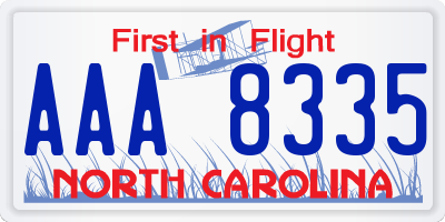 NC license plate AAA8335