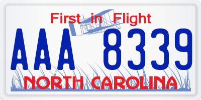 NC license plate AAA8339