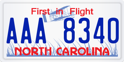 NC license plate AAA8340