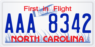 NC license plate AAA8342