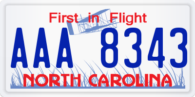 NC license plate AAA8343