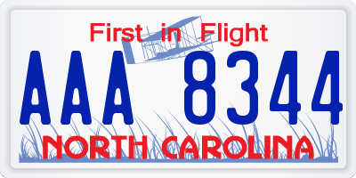 NC license plate AAA8344