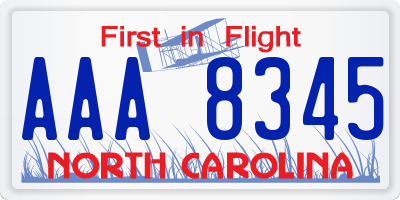 NC license plate AAA8345