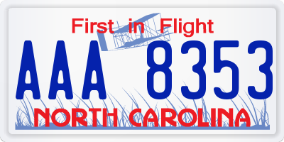 NC license plate AAA8353