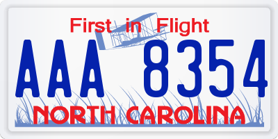 NC license plate AAA8354