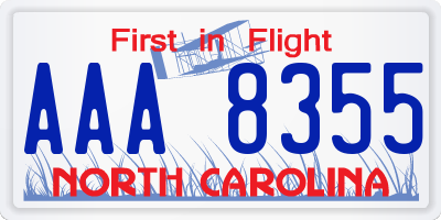 NC license plate AAA8355