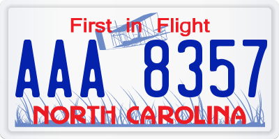 NC license plate AAA8357