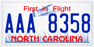 NC license plate AAA8358