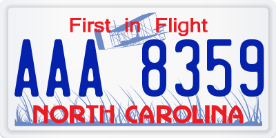 NC license plate AAA8359