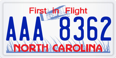 NC license plate AAA8362