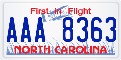 NC license plate AAA8363