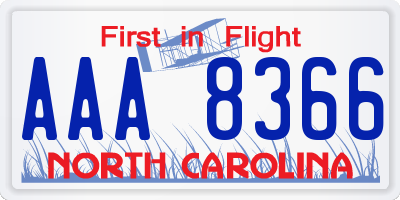 NC license plate AAA8366