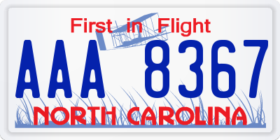 NC license plate AAA8367