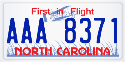 NC license plate AAA8371