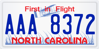 NC license plate AAA8372