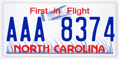 NC license plate AAA8374