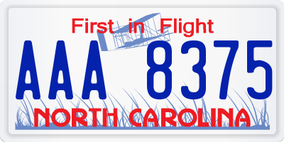 NC license plate AAA8375