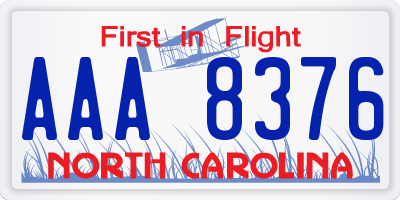 NC license plate AAA8376