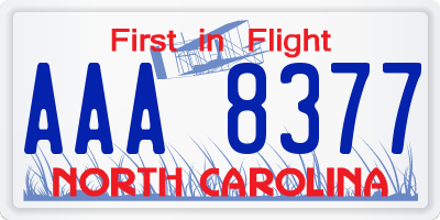 NC license plate AAA8377