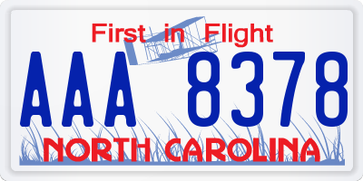 NC license plate AAA8378