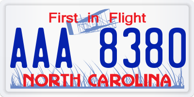 NC license plate AAA8380