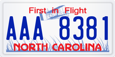 NC license plate AAA8381