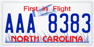 NC license plate AAA8383