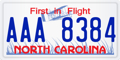 NC license plate AAA8384