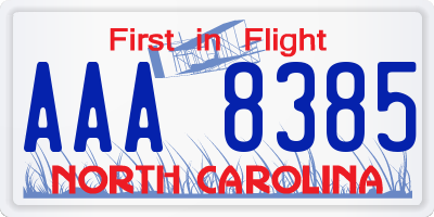 NC license plate AAA8385