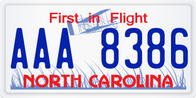 NC license plate AAA8386