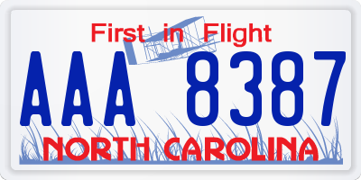 NC license plate AAA8387