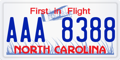 NC license plate AAA8388