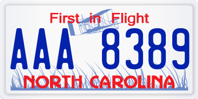 NC license plate AAA8389