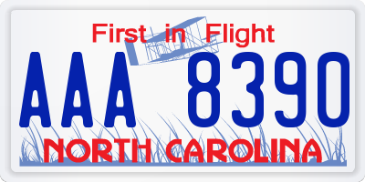 NC license plate AAA8390