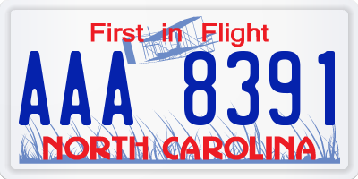 NC license plate AAA8391