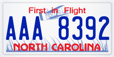 NC license plate AAA8392