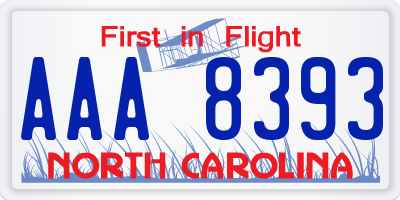 NC license plate AAA8393