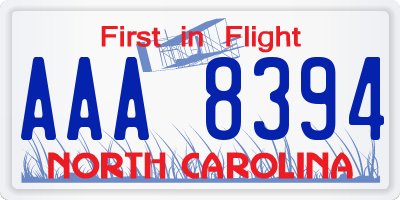 NC license plate AAA8394