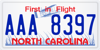 NC license plate AAA8397