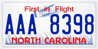 NC license plate AAA8398