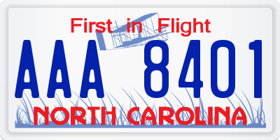 NC license plate AAA8401