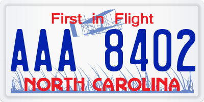 NC license plate AAA8402