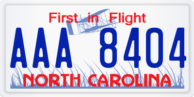 NC license plate AAA8404