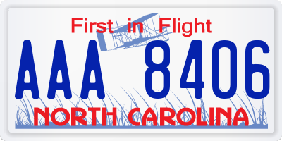 NC license plate AAA8406