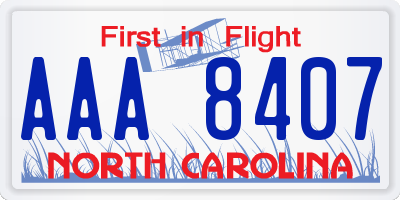 NC license plate AAA8407