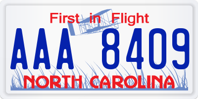 NC license plate AAA8409