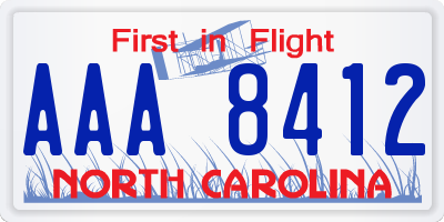 NC license plate AAA8412