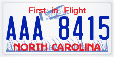 NC license plate AAA8415